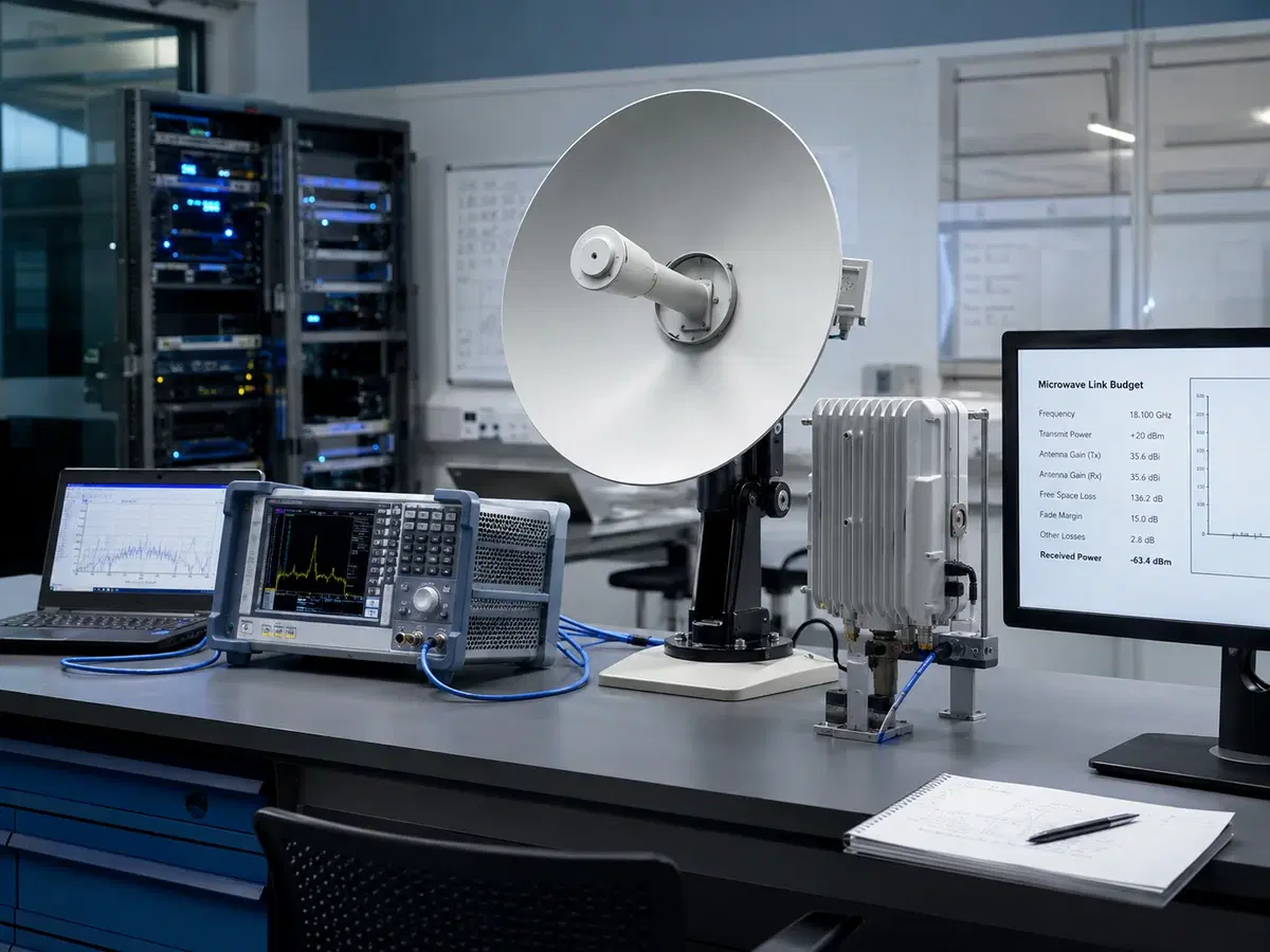 Outdoor microwave antenna and indoor radio/network equipment