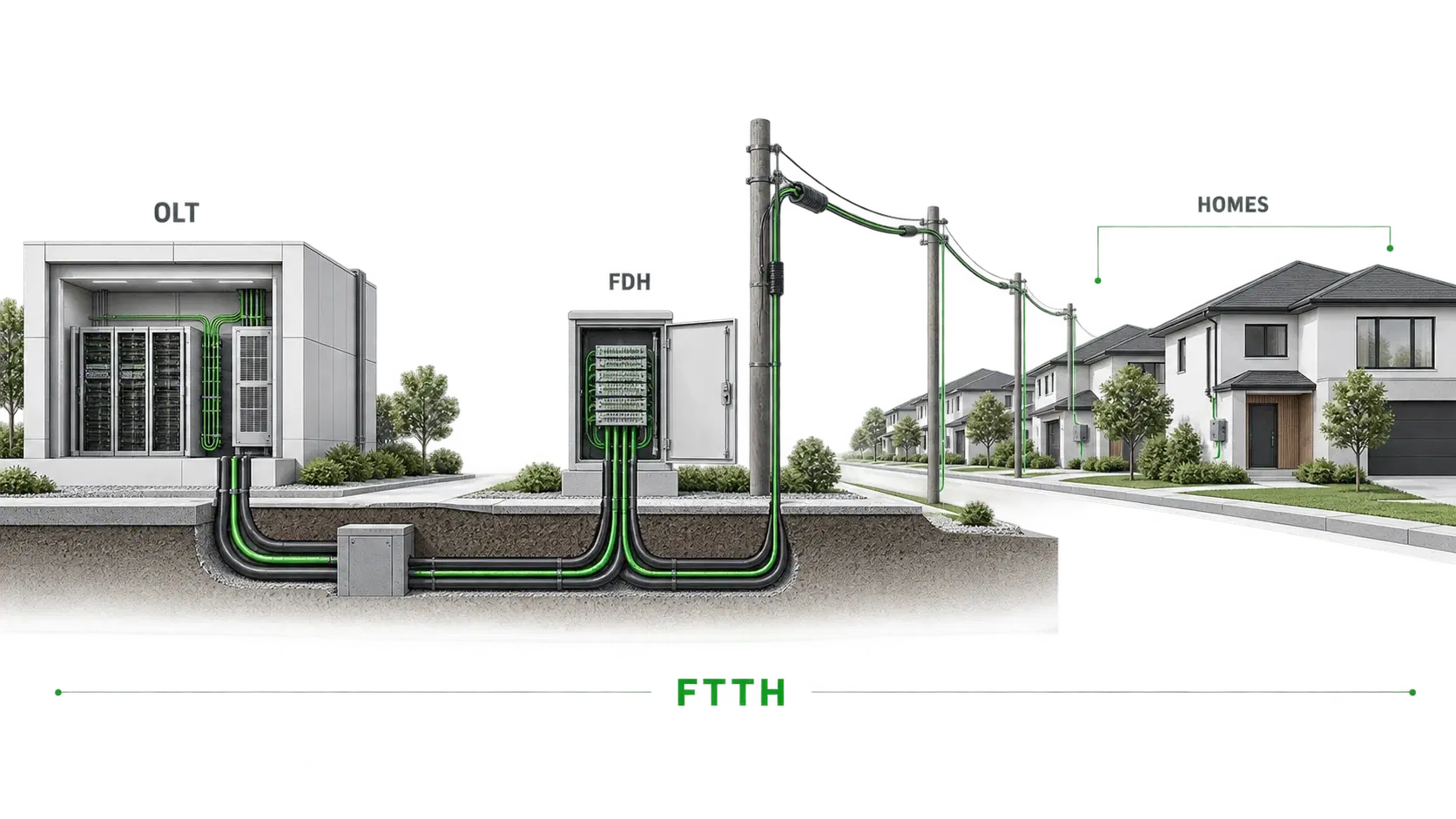 Professional FTTH fiber access network deployment and outside-plant infrastructure