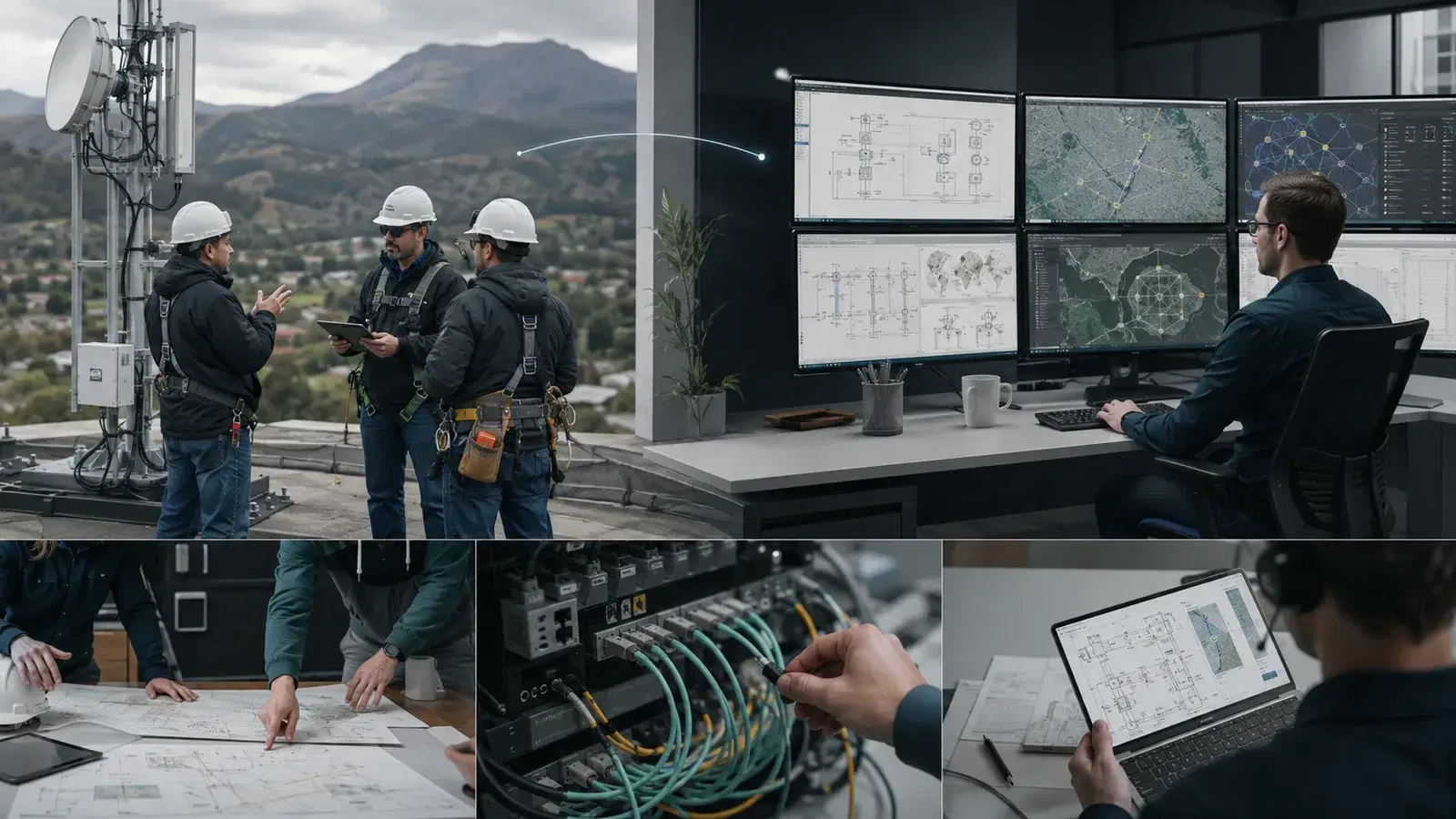 NodalWire engineer supporting a contractor's team behind the scenes on a network project
